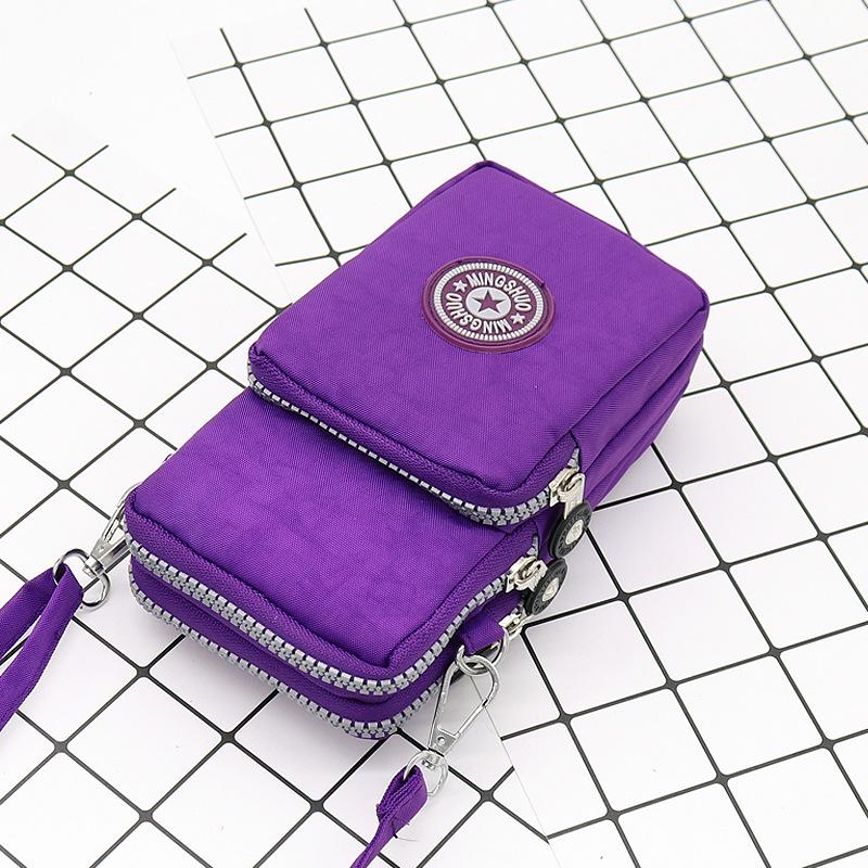 Nylon Schulter-Crossbody-Handytasche für Damen, Sport Laufen Mehrschichtige Reißverschlusstasche Armbandtasche, Clutch Münzbörse, Schlüsselhalter