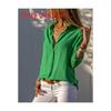 Womens Long Sleeve V Neck Button Chiffon Blouse With Cotton Polyester For Office Casual Wear