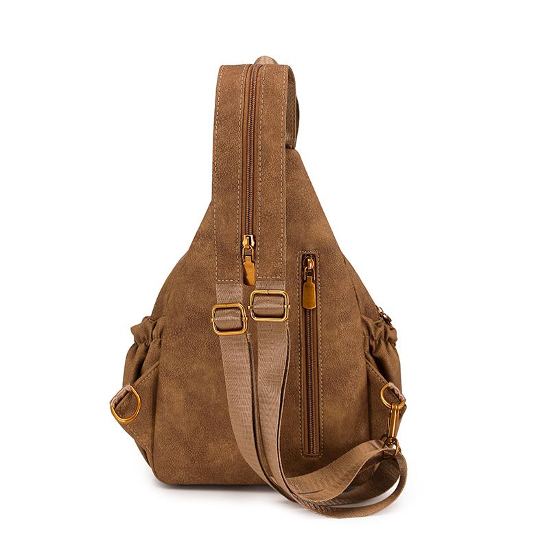 PU Damen Retro Brusttasche Mehrzweck Große Kapazität Umhängetasche Leichter Rucksack