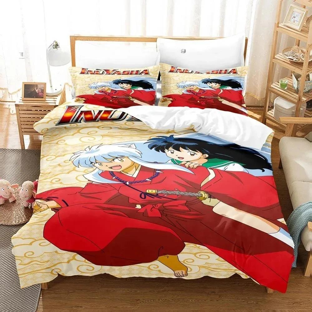 New Fashion Inuyasha Bedding Set Single Twin Full Queen King Size Bed Set Adult Kid Bedroom 3D Anime Bed Sheets and Pillowcases