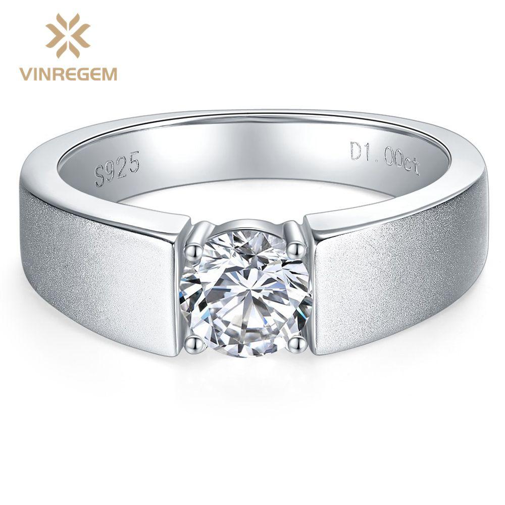 

Vinregem 100% пройденный тест с бриллиантом из стерлингового серебра 925 пробы VVS1, настоящий муассанит цвета D, драгоценный камень, свадебное обручальное кольцо, ювелирные изделия с возможностью изменения размера US 7.3 белый