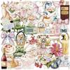 50 Transparent Cartoon Watercolor Girl Garden Sticker Pack Waterproof Transparent PET Hand Account Decorative Guitar Notebook