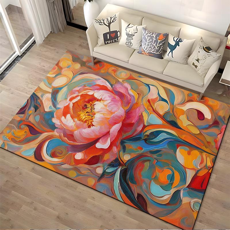 Abstract Colorful Flower Pattern Carpet for Living Room Decoration Suitable for use as an anti-slip for living room bedroom sofas