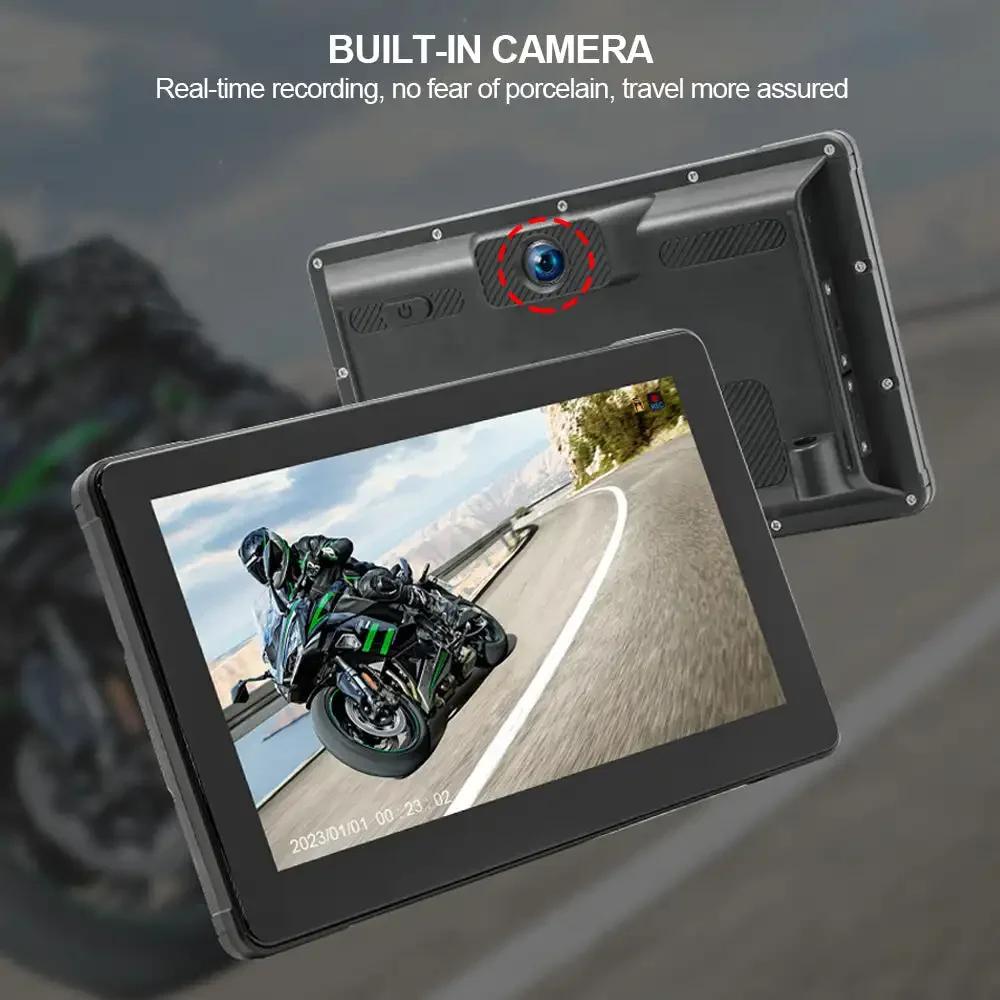 Wireless Carplay 7 Inch IPS Touch Screen IPX7 Waterproof Stereo GPS Navigation CarPlay and Android with Light Sensing Motorcycle