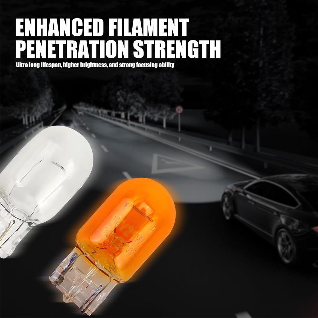 10 PCS Brake Light Bulb, T20 Automotive Miniature Bulb, Daytime Running Light, Turn Signal Light Replacement, Universal for Cars, Trucks, SUV (Yellow