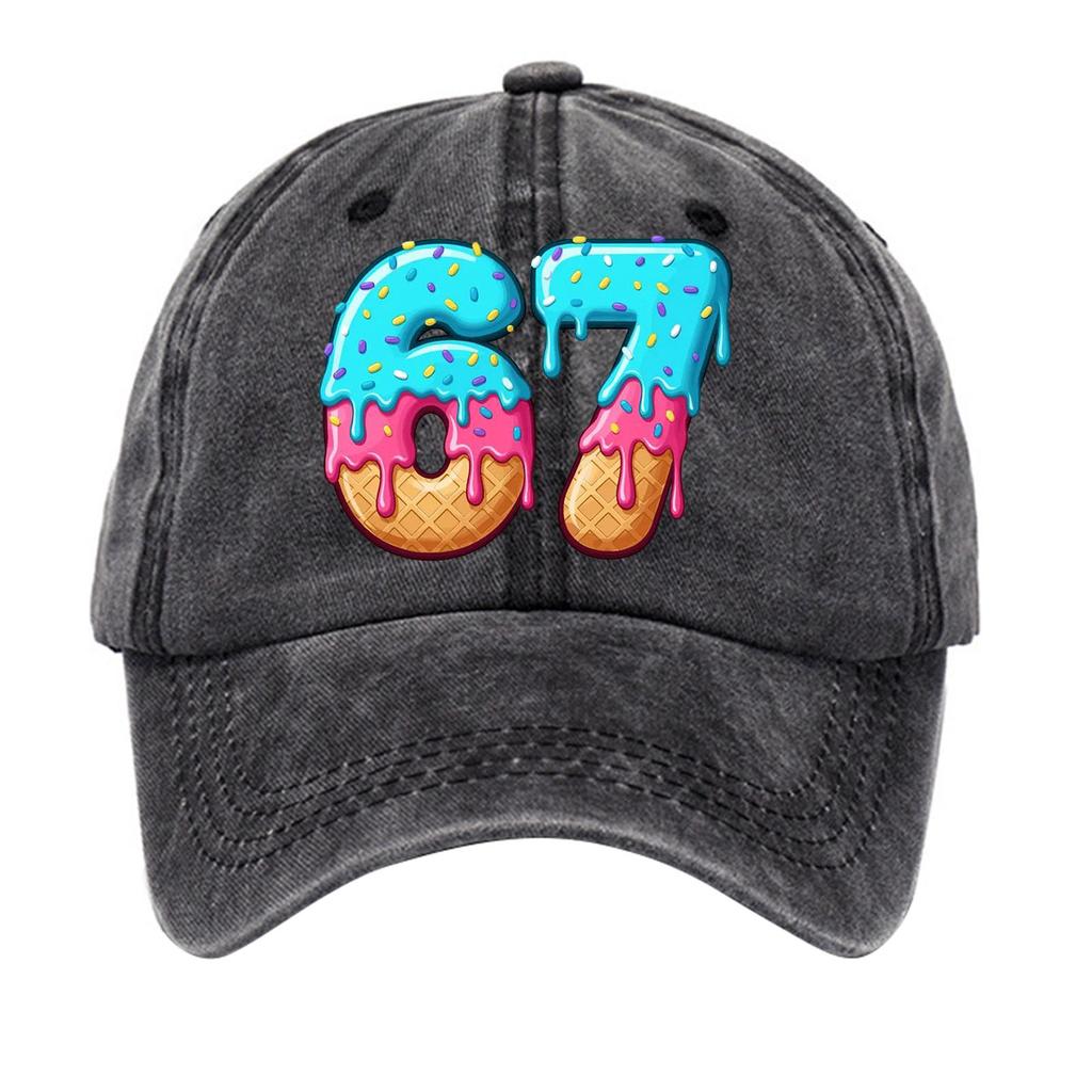 Washed Cotton Baseball Cap With Printed Distressed Soft Top Denim Hat For Men, European And American Retro Hat