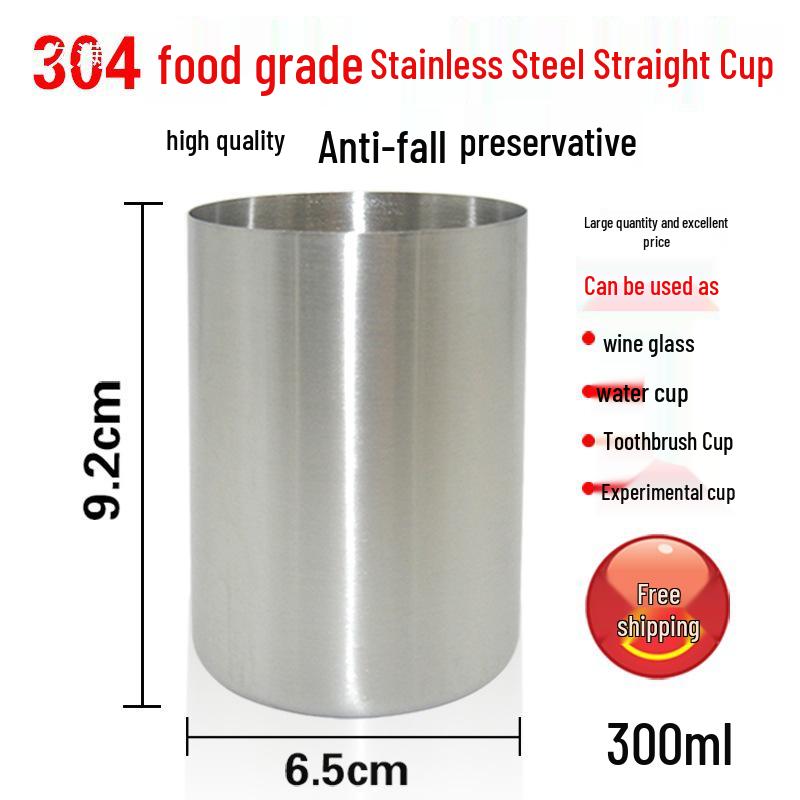 304 Stainless Steel Drop-proof Straight Cylinder Water Cup Without Handle.