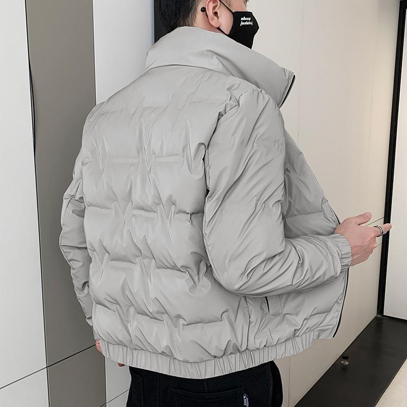 Winter Wear New Down Jacket Men's Stand Up Collar Trend Solid Color Versatile Youth Down Jacket Handsome Warm Bread Jacket Jacket