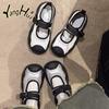 Casual Round Head Mid Heel Thick Bottom Mary Jane Women Shoes 2024 New Fashion Simple Hollow Out Large Size Shoes Summer