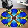 1pc Mandala Stained Glass Office Round Rug, Non-slip, Soft and Durable Office Rug for Interior Decoration, Perfect for Office, Beautiful Decoration yy