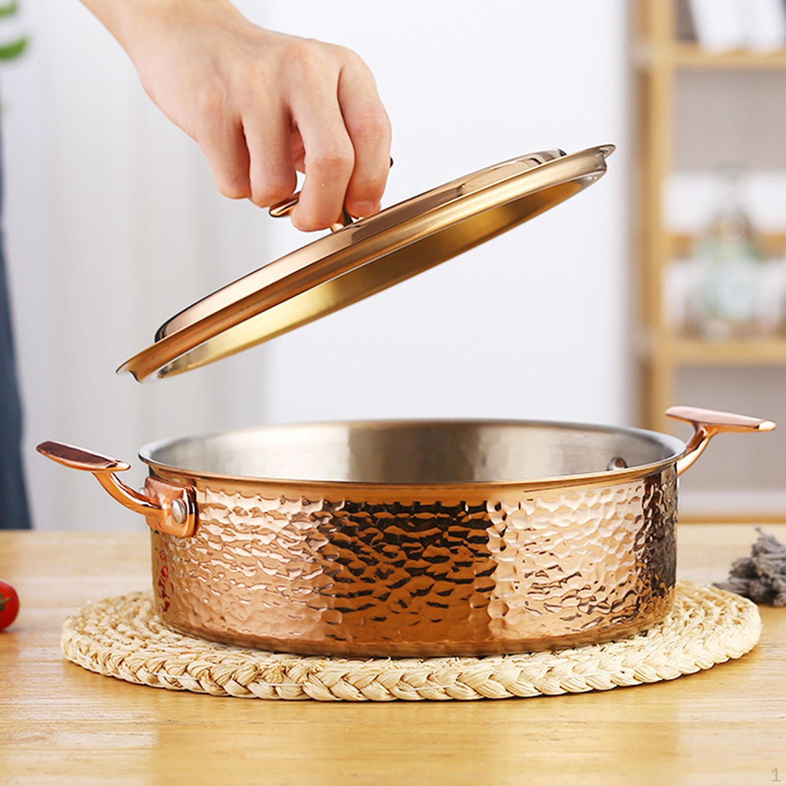 

Медная кастрюля, удобная для переноски, готовка, чистые индукционные сковороды, жаровня, утолщенная кастрюля Gold S