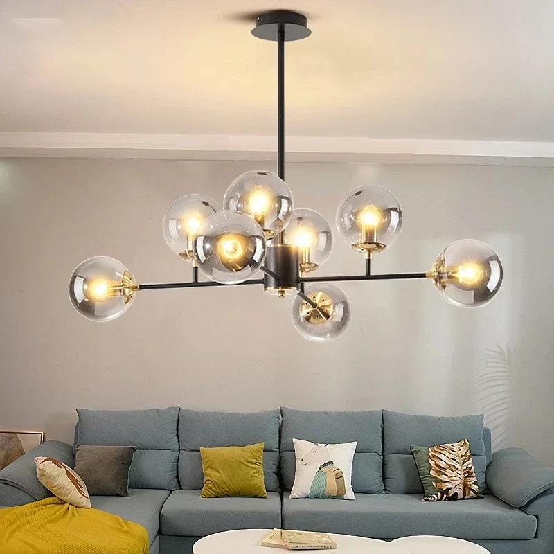 Modern design restaurant chandelier Nordic light luxury glass ball pendant light bedroom home decoration lighting fixtures