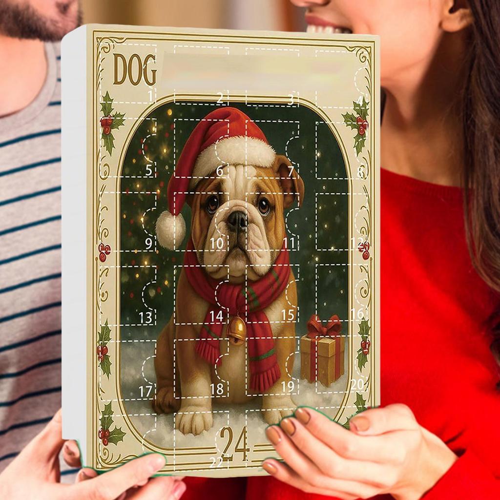 Dog Lover Advent Calendar 24 Day Countdown 2D Acrylic Dog Charm Pendant for Car Rearview Mirror Backpack Keychain Christmas Gift