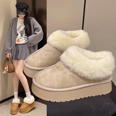 Waterproof and Non-slip Thick-soled Heightening Snow Boots Women's 2025 New Winter Piled Thickened Bread Cotton Shoes Mao Mao Shoes