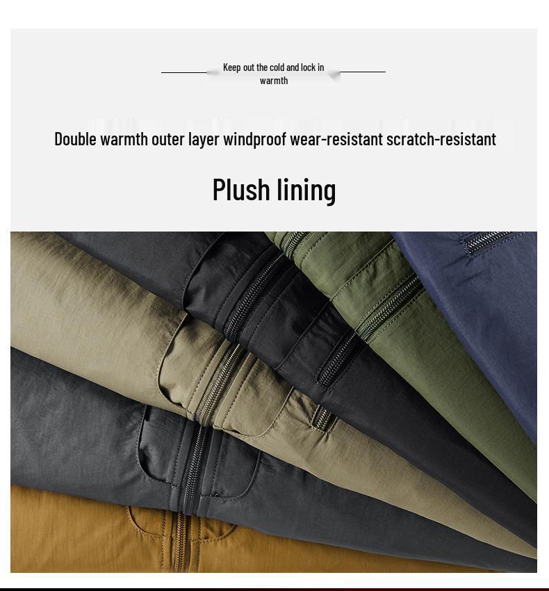 Męska wiatroszczelna kurtka górska z aksamitną podszewką – Pogrubiony zimowy płaszcz bawełniany