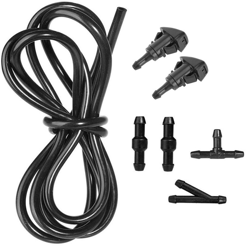 Windshield Washer Nozzle Fluid Hose & Connector Kit For Dodge RAM Jeep Chrysler