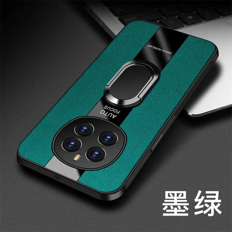 Luxury Plexiglass Leather Phone Case For Honor Magic 7 Pro Magnetic Ring Holder Shockproof Cover For Magic 7 Lite 6 Lite 5 5G