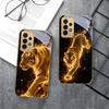 The Tiger of Strength For Samsung A 01 52S A04 A05S A10 A12 A13 22 23 24 36 42 M02 Note 10 20Ultra 8 9 Golden Glass Phone Case
