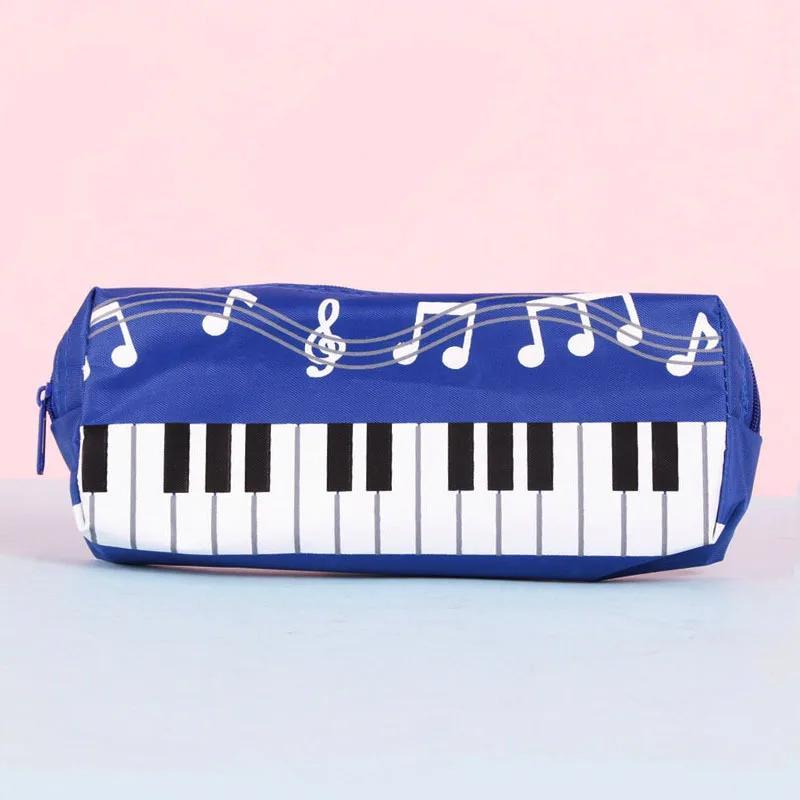 Creative Student Pencil Bag Square Pencil Bag Single Layer Pencil Bag Musical Note Piano Stationery Bag Stationery Box