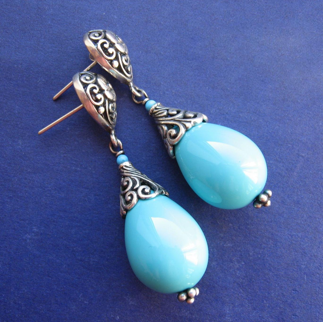 Orecchini pendenti Boho Turchese: pendenti con perline ceche fatte a mano - Italia