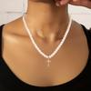 Simple Cross Pendant, Pearl Necklace, Retro Style Niche Design Sense, Same Item.