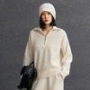 Women's Cashmere Floral Half-Zip Pullover - Autumn/Winter Lazy Style Knitwear