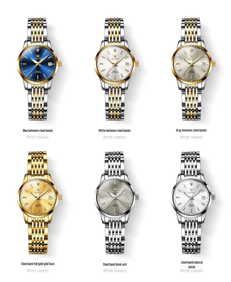 Oulisi Damen Dünne Automatische Mechanische Uhr - Schlichtes Design