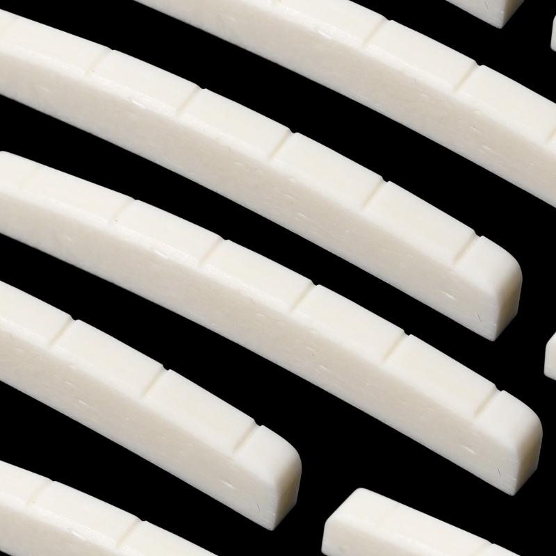 6 String Guitar Nut Saddles Cattle Bone Pre-Slotted Top Nut Curved Bottom