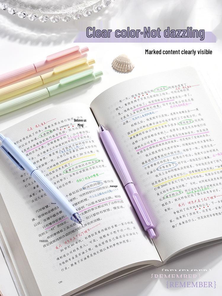 Morandi Series Class 2 Grade 3 Multicolor Click-Action Gel Pens for Note-Taking and Marking