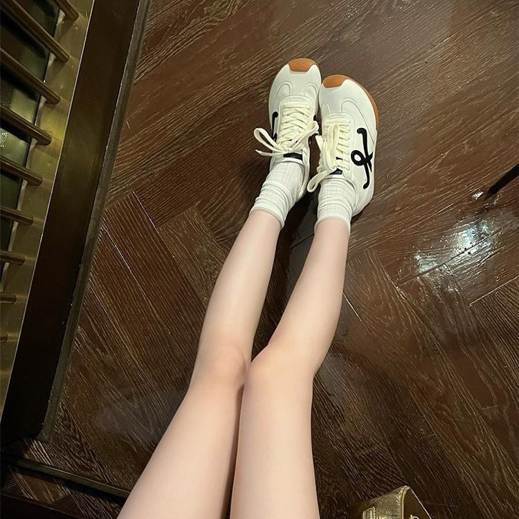 Sheepskin Version~ Roy Wei Leather Delicate and Versatile Inner Height Increase 5cm German Training Shoes Women's 2025 New Height Increase Forrest