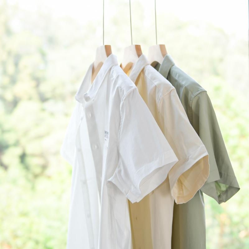 Summer Fashion Mens Shirts Daily Casual Shirt Youth Simple Men Tops Solid Color Lapel Collar Pocket Short Sleeve Shirt Youth Fresh Men Clothing