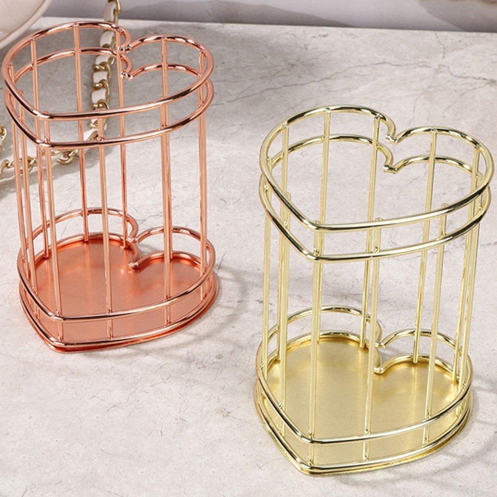 Heart Pen Holder, Openwork Desktop Organizer for Writing Utensils or Makeup Brushes, Office Desk Decor
