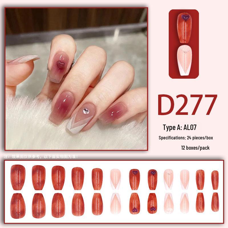European-Style Medium-Long Detachable Nails with Ice Transparent Finish and Super Shiny Rhinestones