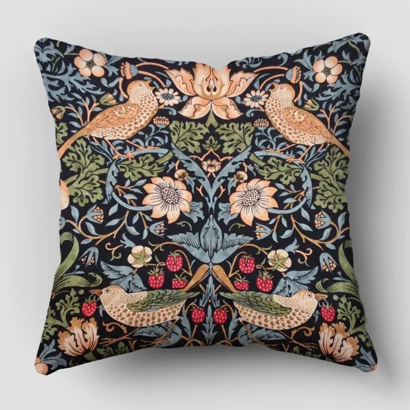 William Morris Pillow Cover Bedroom Home Office Decorative Pillowcase Square Zipper Pillow Cases Satin Fabric Eco-Friendly