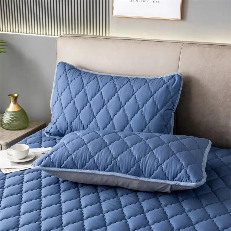 1pc Solid Color Quilted Sandwich Pillow Core Protector Cover, Not Include Pillow Core,Removable Washable Pillowcase