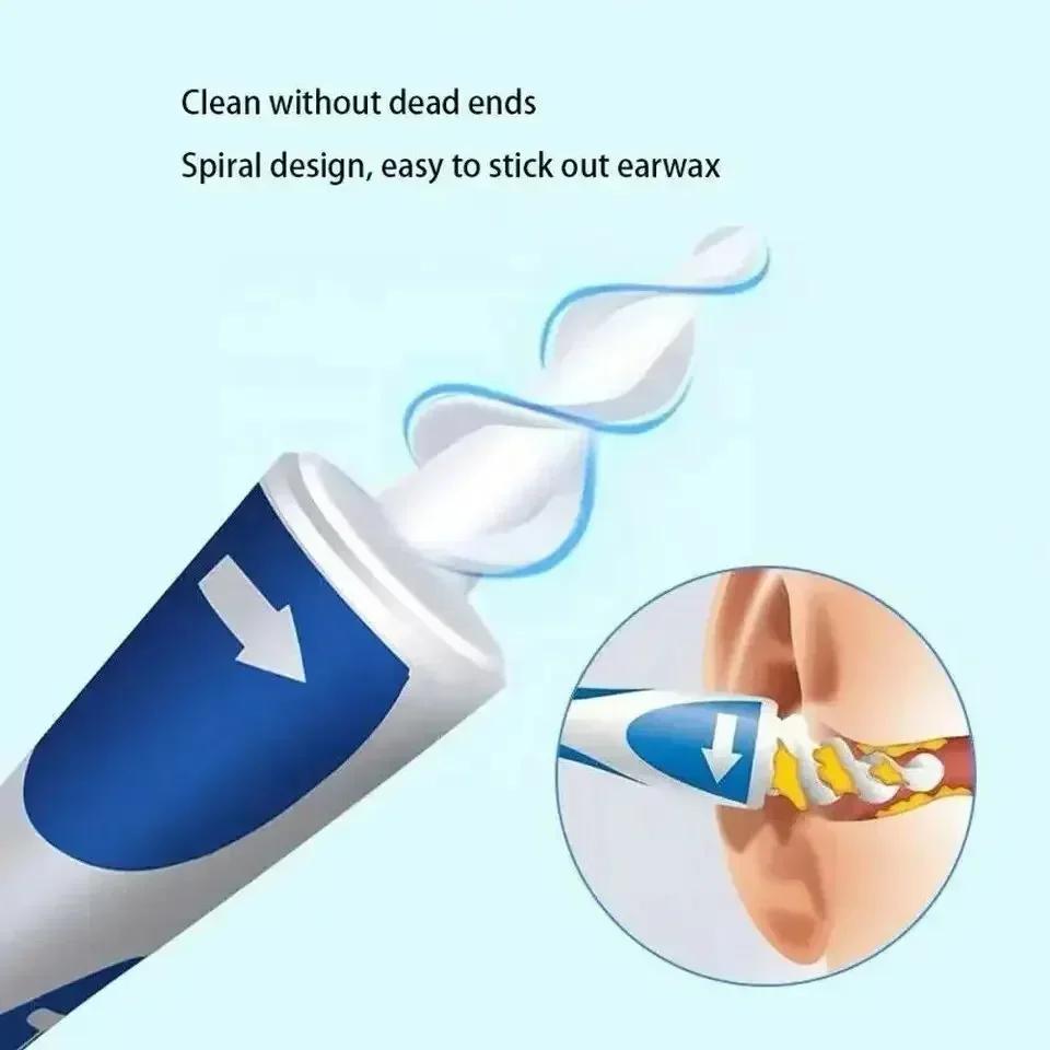 Silicone 360 Degrees Rotating Spiral Ear Cleaner Ear Wax Removal Tool with Replacement 16pcs Ear Picker Spoon Tool