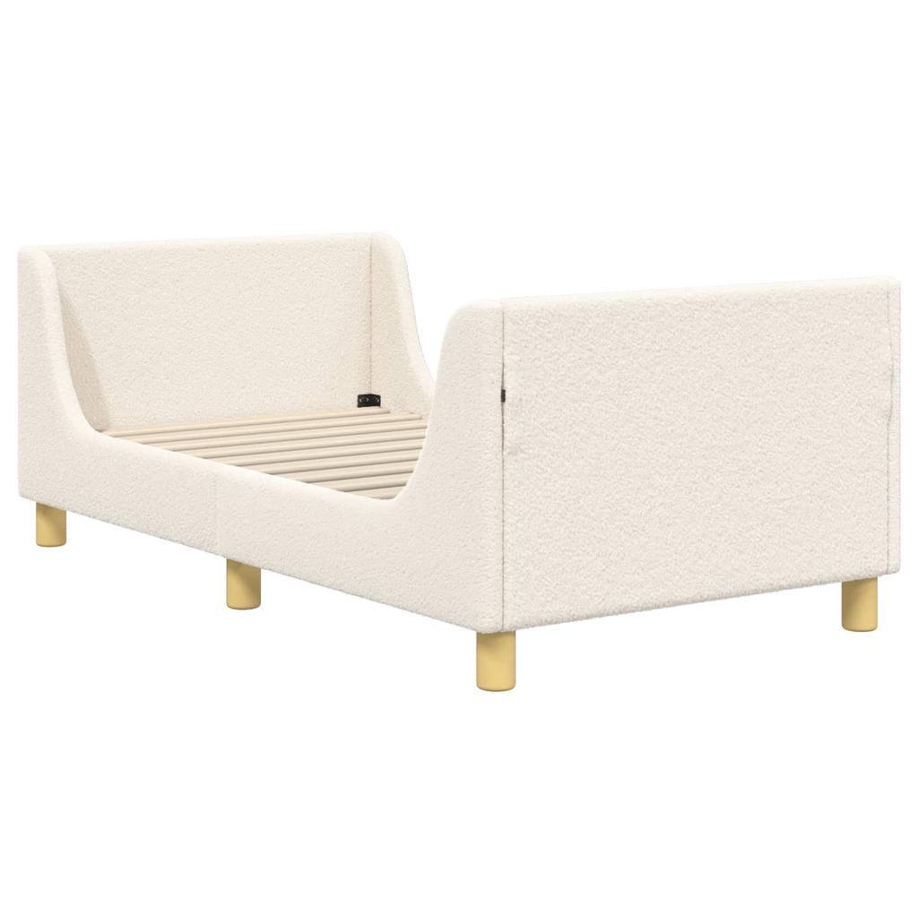 Children s Bed Frame with Headboard Cream 80 x 160 cm Boucle