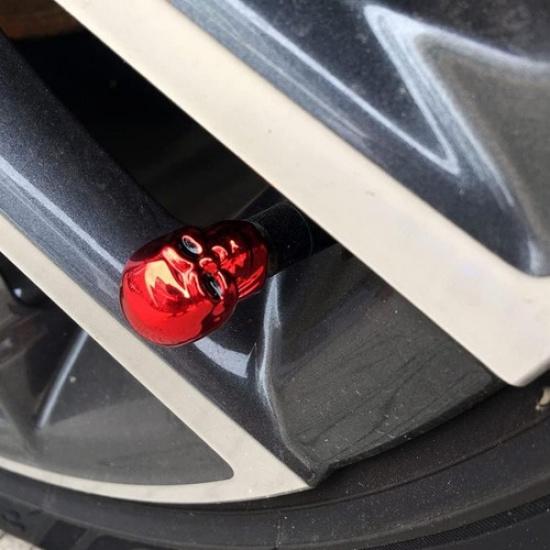 Red Skull Valve Stem Caps Funny Cars Tires Valve Stem Caps Cover Cool Skull Red