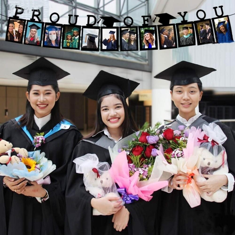 12th Grade Graduation Photo Banner Celebrate Paper Photo Frame Hanging Flag Handmade Graduation Seaso Graduation Photo Props