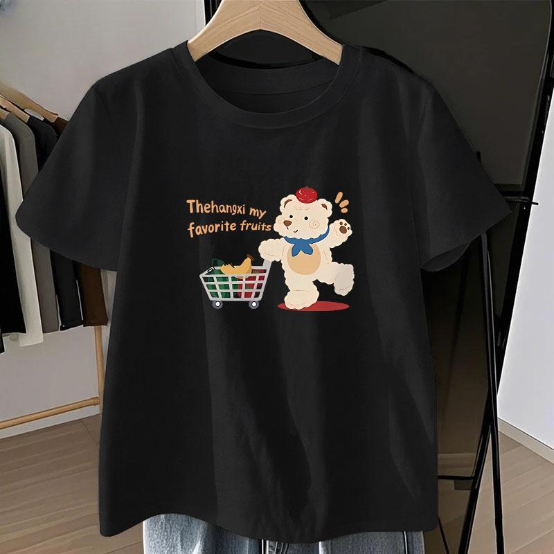 

Plus Size Summer Lazy Style Cartoon Print Loose Fit Cotton T-Shirt 2XL (suggested weight: 125-135 jin)