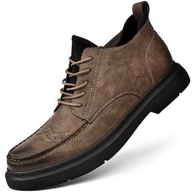 Classic Autumn Winter Casual Leather Men Boots Brogue Lace Up Anti Slip Soles Daily Outdoor Walking Shoes For Man