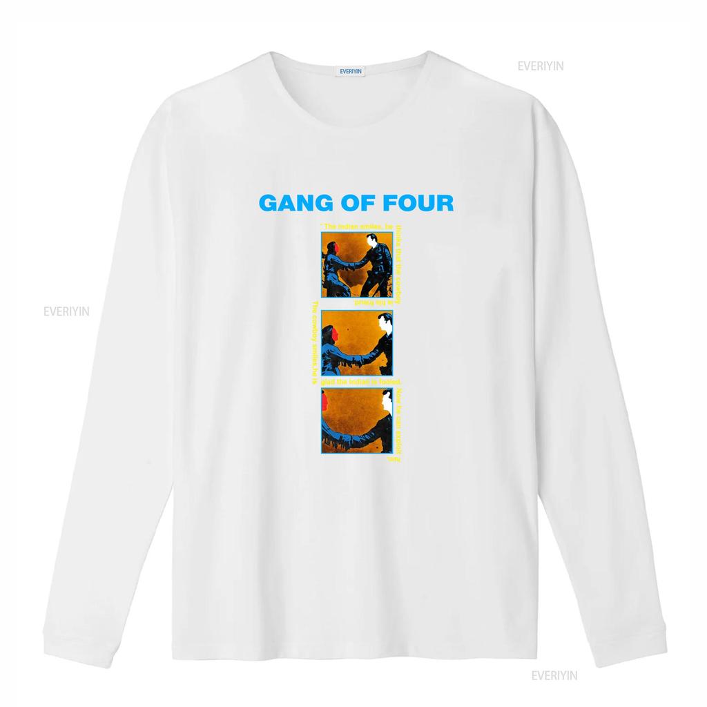 NEW POPULAR Gang of Four Entertainment English Music Logo T Shirt S 4XL with Comic Strip Print Vintage Washed Versatile