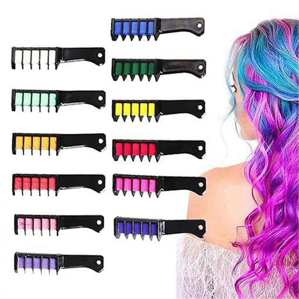 10 Colors Hair Chalk Comb Set Washable Temporary Hair Color Safe Material Colorful Makeup for Girls Parties & Holidays Gift