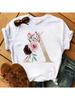 Wounisex T-shirt Anpassat Namn Bokstavskombination Tryck T-shirt Blomma Bokstav Font A B C D E F G Kortärmad Damtoppar T-shirts
