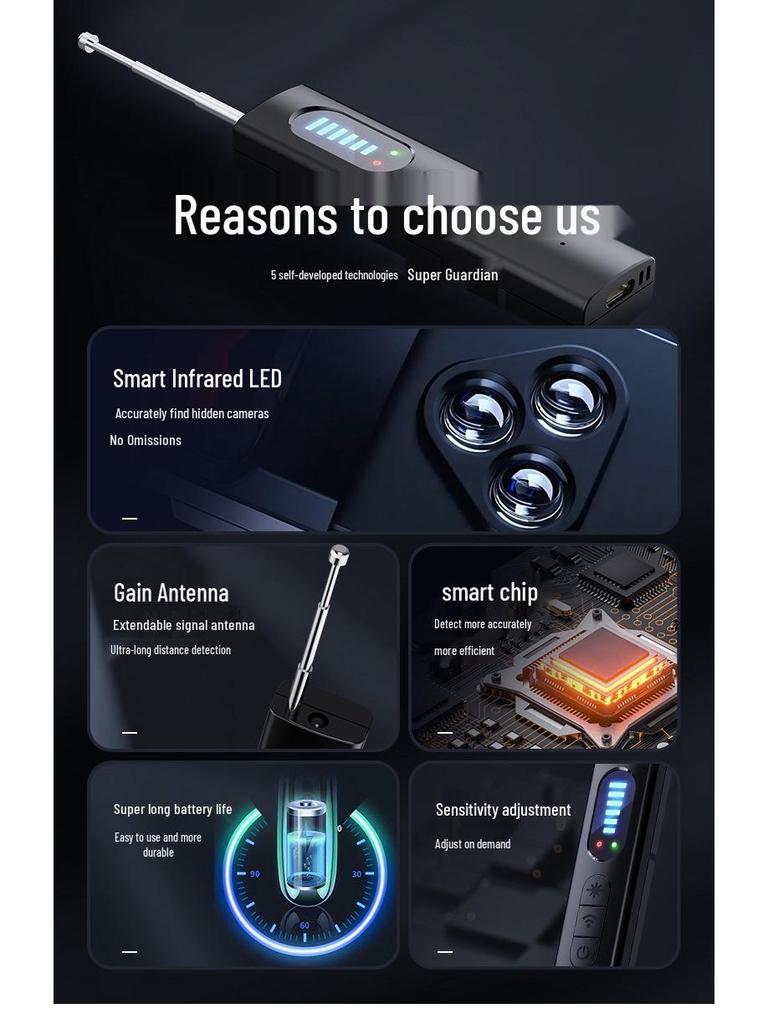 T15 Anti-Spy Camera and GPS Detector with Wireless Signal and Infrared Detection