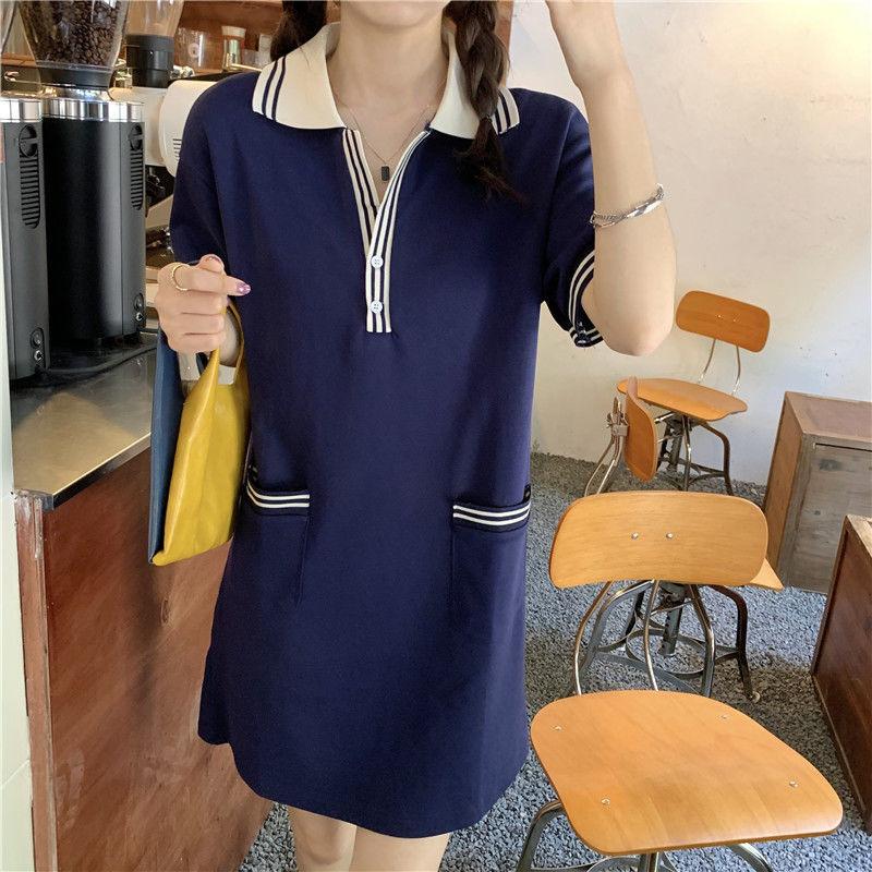 Cotton POLO collar dress contrasting color summer Korean version new sports and leisure short-sleeved T-shirt skirt children