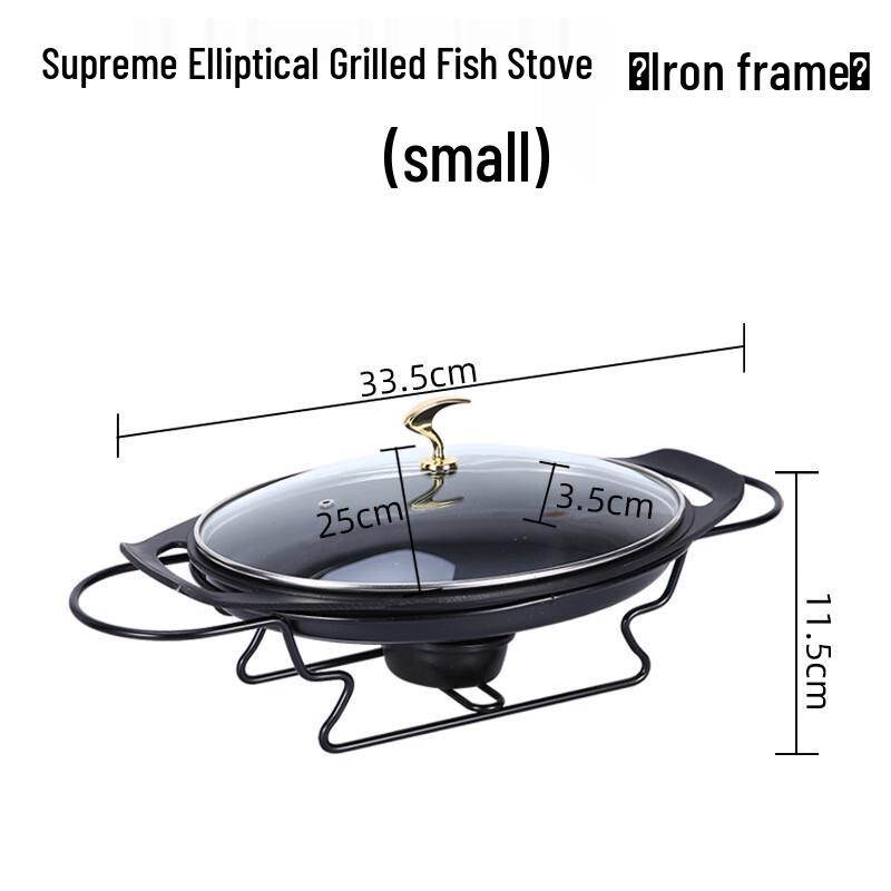 ZISIZ Oval Fish Pot & Alcohol Stove Set