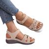 2024 Summer Plus Size Women's Wedge Sandals with Hollow Flower Design and Thick Sole.