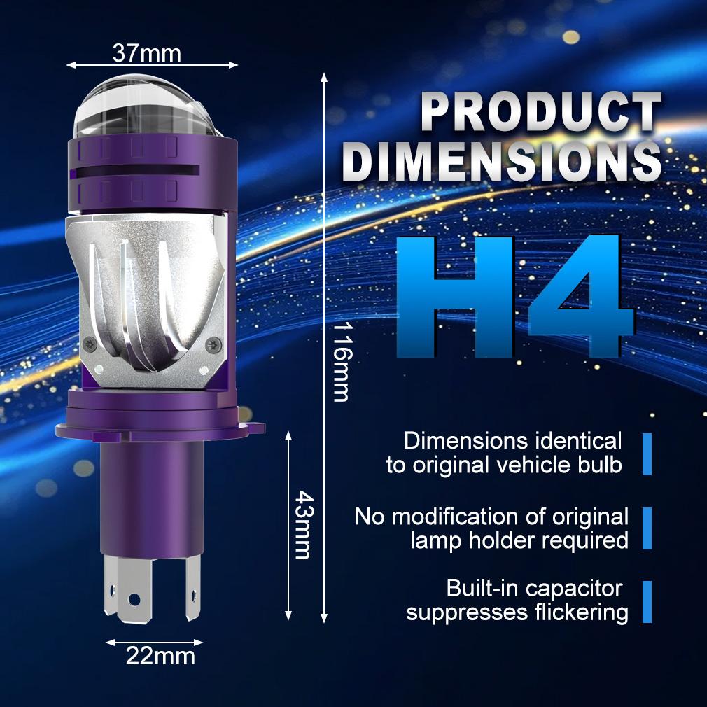 2 Stück Dual-Linse H4 LED Scheinwerferlampen Mini Projektorlinse LED HB2 9003 Autolampe Motorradscheinwerfer Fern-/Abblendlicht LHD 100W 40000LM Plug& Play