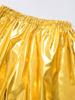 Kids Girls Dance Performance Outfit 2-Piece Set: Metallic Shiny Long Sleeve T-shirt & Matching Shiny Pants for Stage & Party